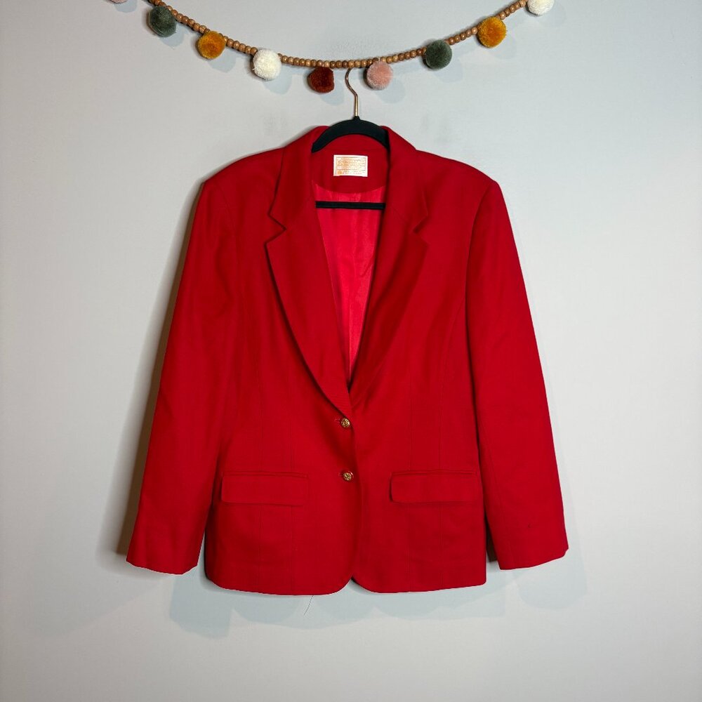 Vtg. Pendleton red wool blazer jacket - image 1